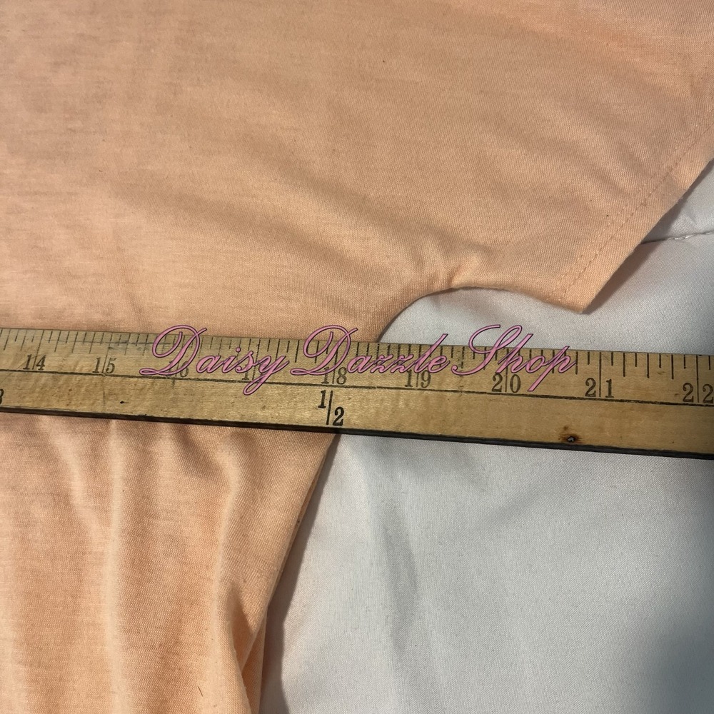Women's Drape Cowl Neck Crochet Back Detail Top Sz M Short Sleeve Orange Peach - Picture 8 of 8